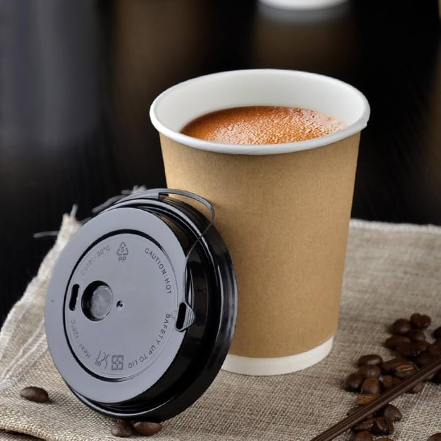 Coffee Cup 14 oz Craft + Lid Black